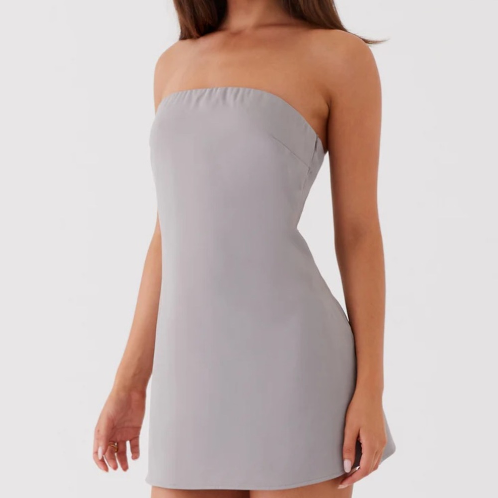 NEW!!! PepperMayo Rachel Strapless Mini Grey Dress US 4 - Picture 3 of 14